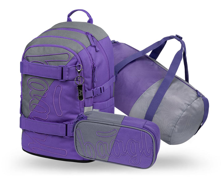 Baagl Schulrucksack Set Mädchen 3 Teilig, Skateboard Rucksack, Schultasche ab 3. Klasse, Grundschule