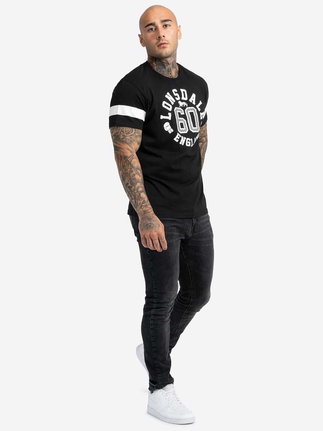 Lonsdale Herren Askerswell T-Shirt M Black/White, M Black/White