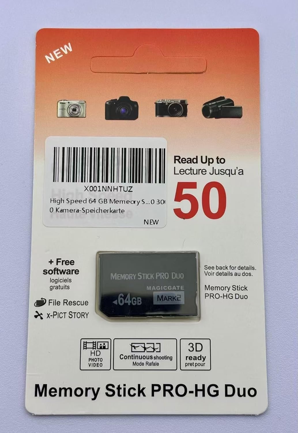 High Speed 64 GB Speicherkarte Pro Duo (Mark2) PSP Speicherkarte kompatibel mit SONY PSP1000 2000 30