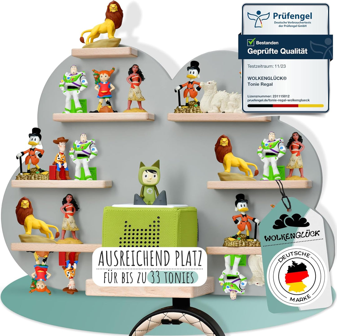 Tonie Regal (Wolke) zur Aufbewahrung der Tonie Box und bis zu 33 Tonies Hörfiguren - Magnetisches To