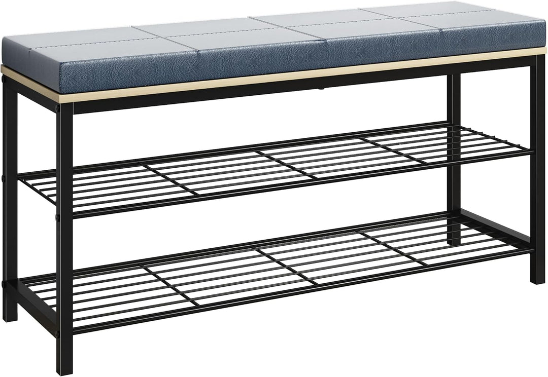 VCM Schuhregal | Masse ca. H. 48 x B. 90 x T. 30 cm | Sitzbank im Industrie Style Design | Schuhbank