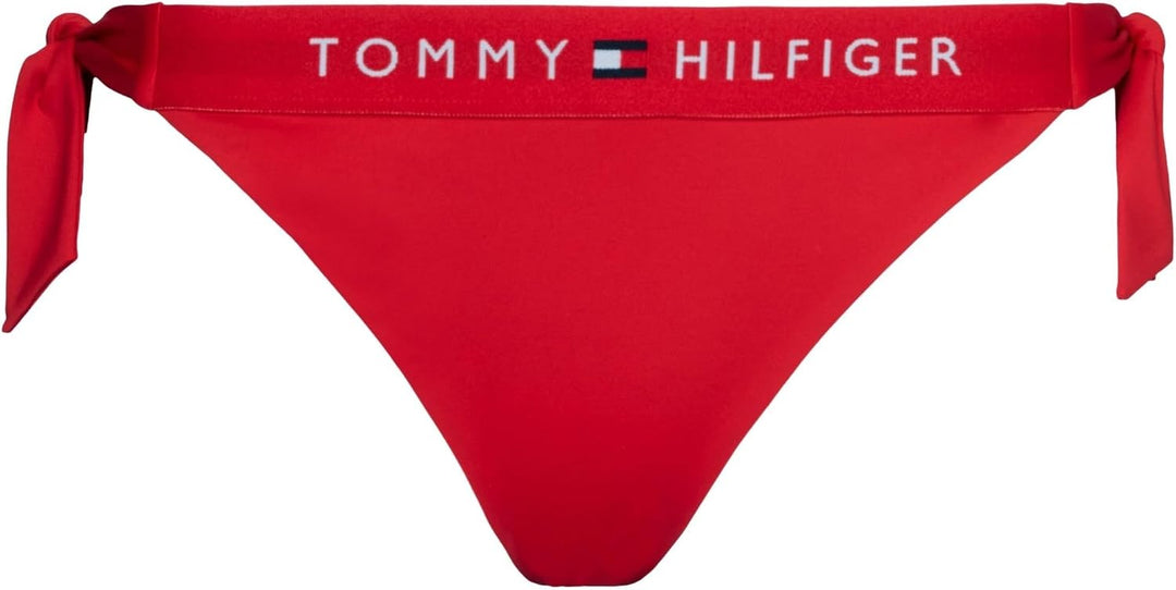 Tommy Hilfiger Damen Bikinihose Seitliche Schnürung Side Tie Cheeky Bikini Sport S Rot (Primary Red)