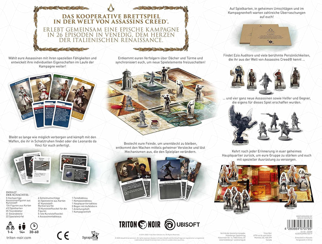 Assassin´s Creed Brettspiel | Synapses Games | Deutsch | Abenteuerspiel für 1-4 Personen | ab 14 Jah