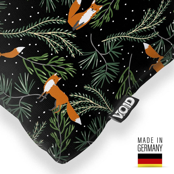 VOID Fuchs Wald Schnee schwarz Kissenbezug Kissenhülle Sofakissen Kissen Deko Weihnachten Winter Wei