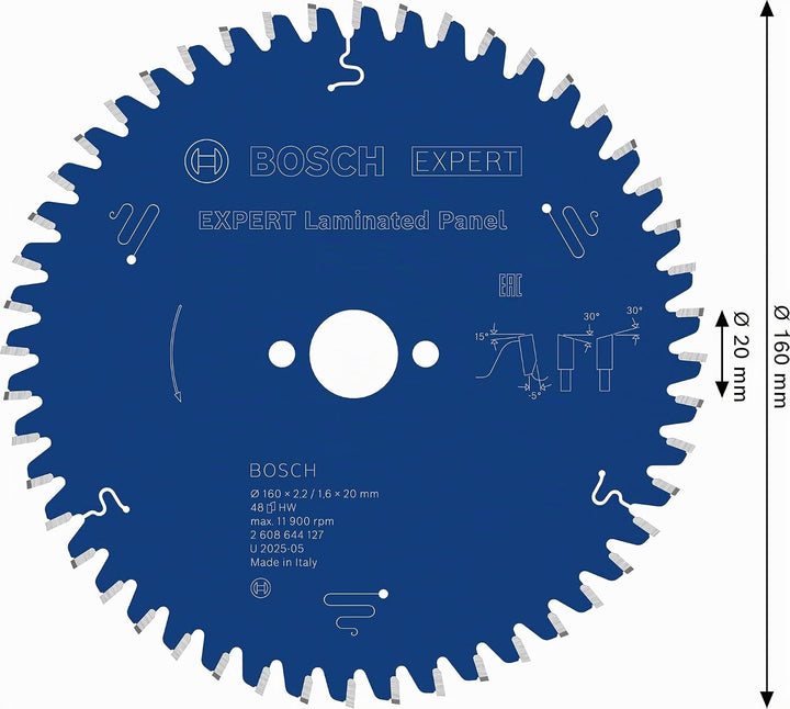Bosch Professional 1x Kreissägeblatt Expert for Laminated Panel (Laminat, Sägeblatt Ø 160 x 20 x 2,2