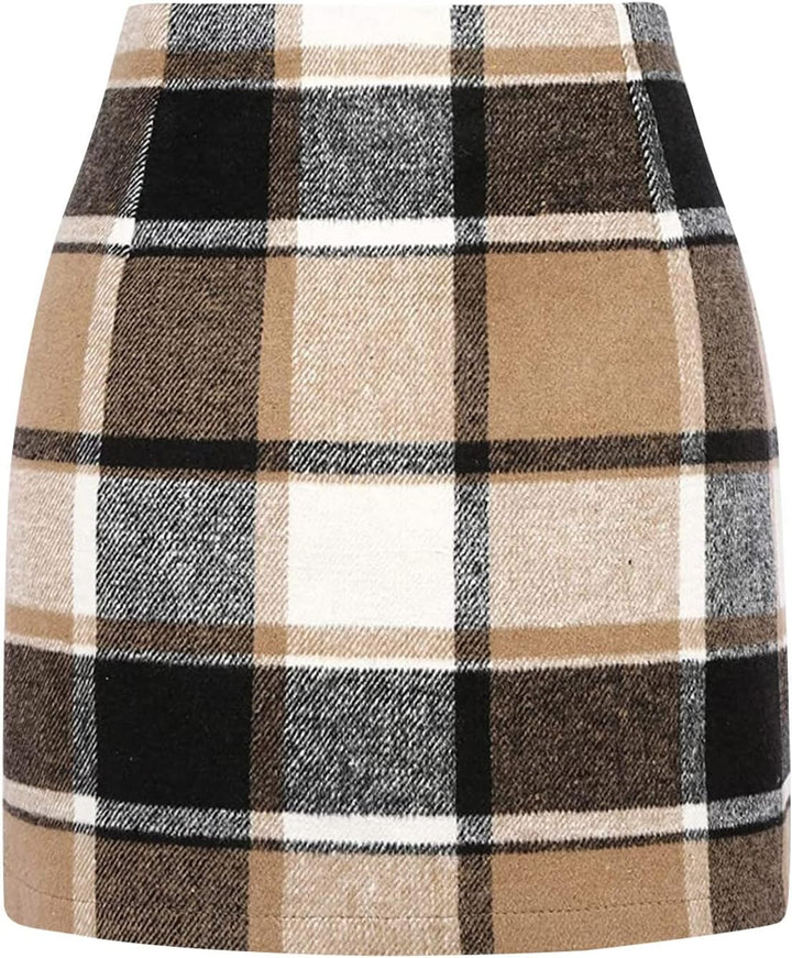 Rock Herbsst Damen Minirock Ausgestellte A-Linie Faltenröcke Mini Karierter Rock intage Elegant Figu