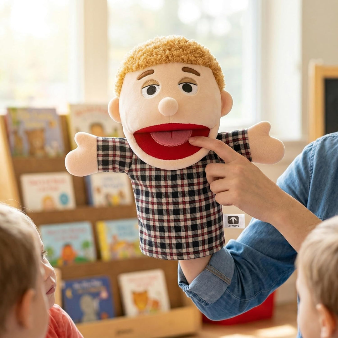 LOMTRATS Familie Handpuppen für Kinder, beinhaltet Opa, Oma, Papa, Mama, Tochter, Sohn mit beweglich