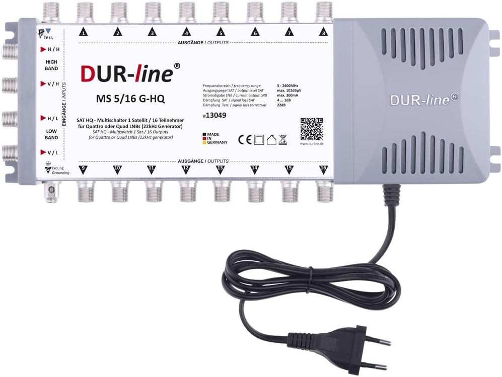 DUR-line MS 5/16 G-HQ - Multischalter - Made in Germany - SAT Multischalter für 16 Teilnehmer/TV - s