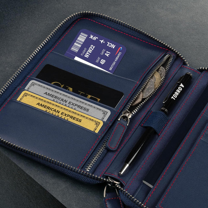 TORRO Reisebrieftasche - Reisebrieftasche aus echtem Leder mit Reisepasshalter und abnehmbarem Karte