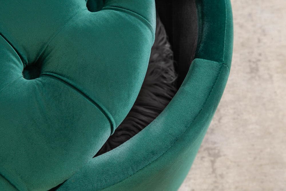 riess-ambiente.de Eleganter Hocker MODERN BAROCK 50cm dunkelgrün Samt Couchtisch Tisch Aufbewahrungs