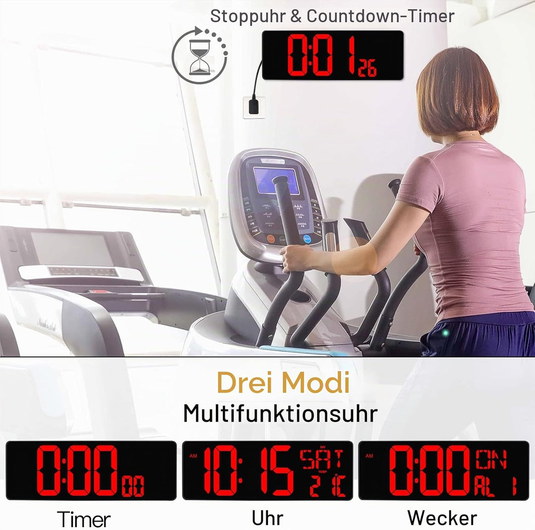 XREXS Wanduhr Digitale Gross mit Fernbedienung, 16,5&