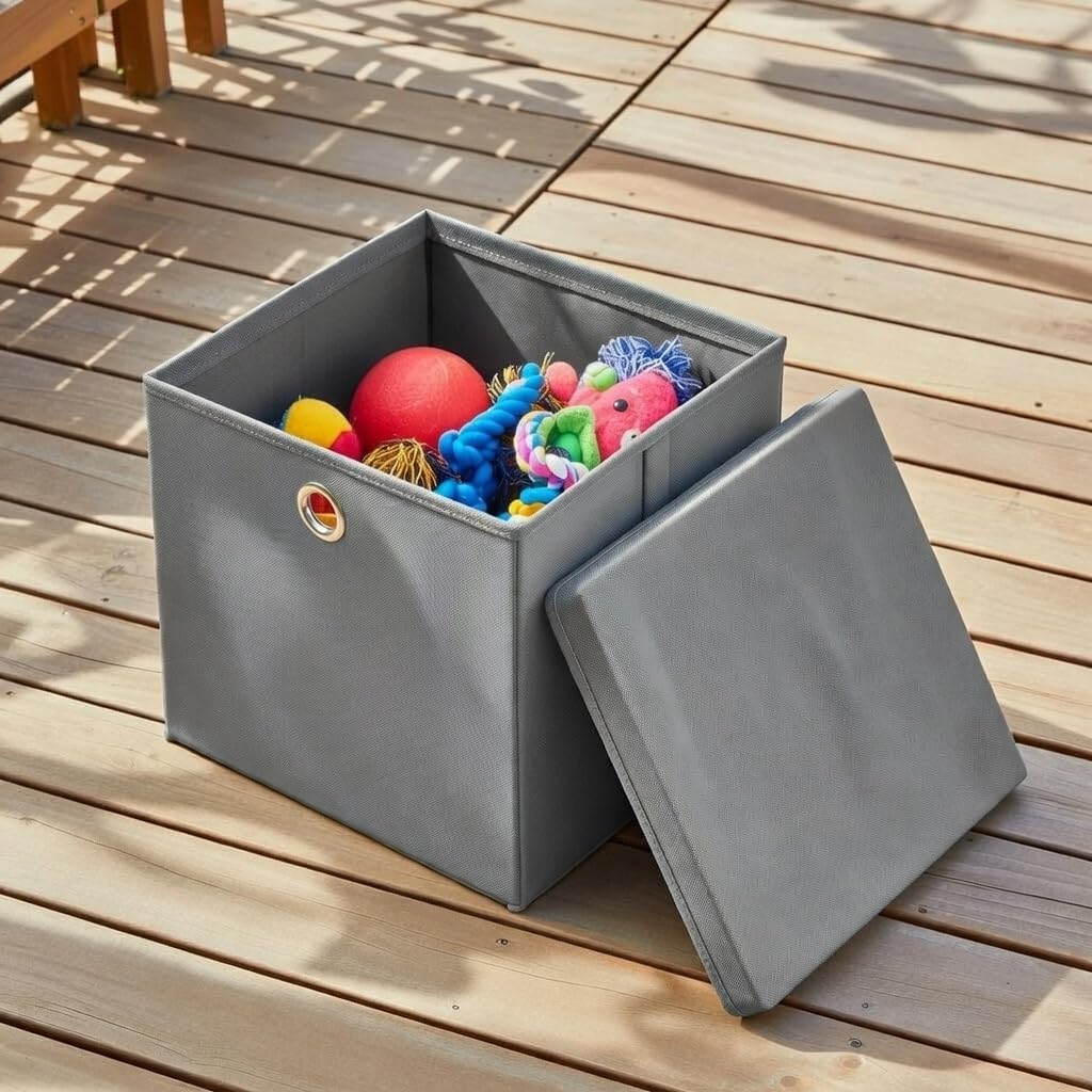 StickandShine 6er Set Hellgrau Faltbox 28 x 28 x 28 cm Aufbewahrungsbox faltbar mit Deckel, Hellgrau