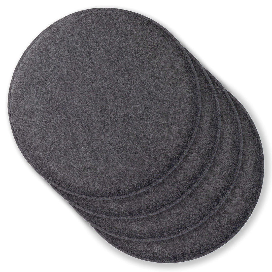 Rubberneck 4er Set rutschfeste Filz Sitzkissen rund, Stuhlkissen mit Antirutsch-Noppen, dunkelgrau D