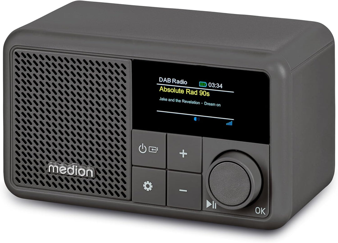 MEDION S66822 Tragbares Mini DAB+ Radio mit Bluetooth (Akku, dimmbares Farbdisplay, Teleskopantenne,