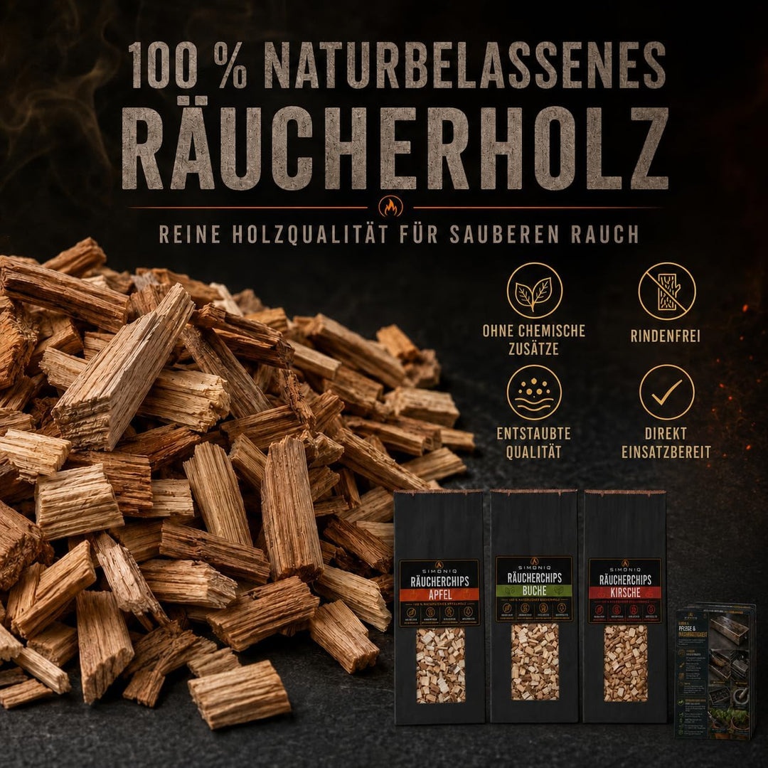Premium BBQ Räucherchips Mix 3er Set für das perfekte Raucharoma – sehr rauchaktives Räucherholz/Hol