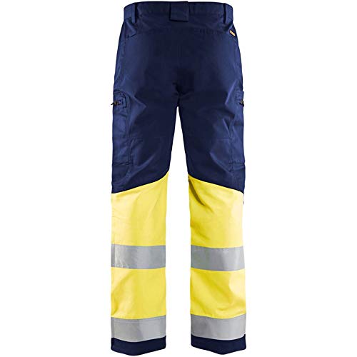 Blaklader 15511811 Hochsichtige Hose mit Stretch, Marineblau/Gelb, grootte D108, D108