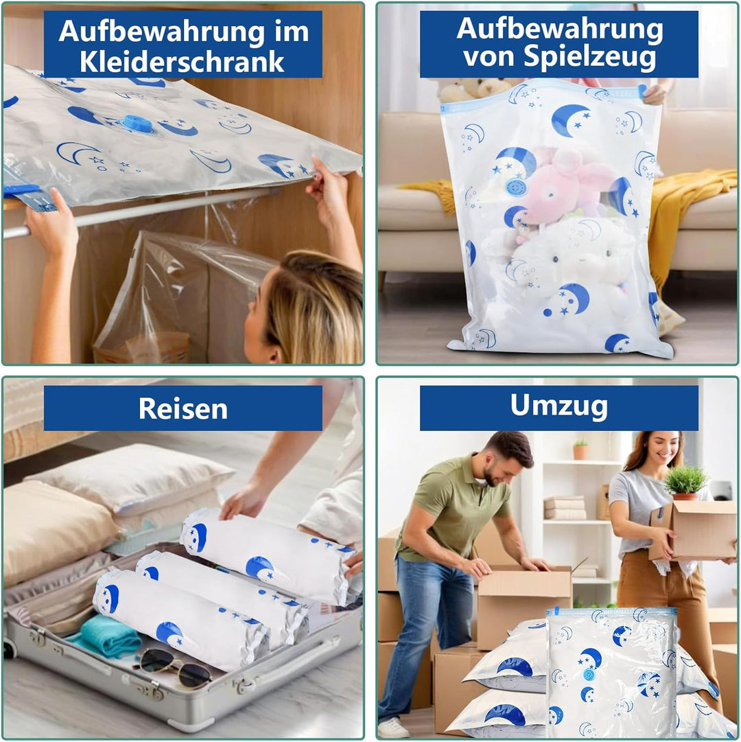 SZO Vakuumbeutel für Kleidung Bettdecken mit Elektrische Pumpe 16 Stück (4 Jumbo, 4 Gross, 4 Mittel,