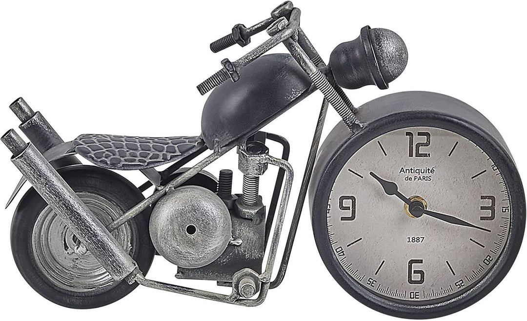 Beliani Dekorative Tischuhr im modernen Design Motorradform schwarz Berno