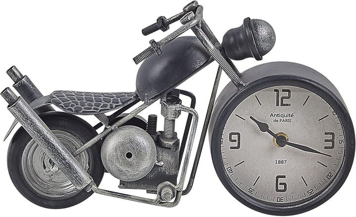 Beliani Dekorative Tischuhr im modernen Design Motorradform schwarz Berno