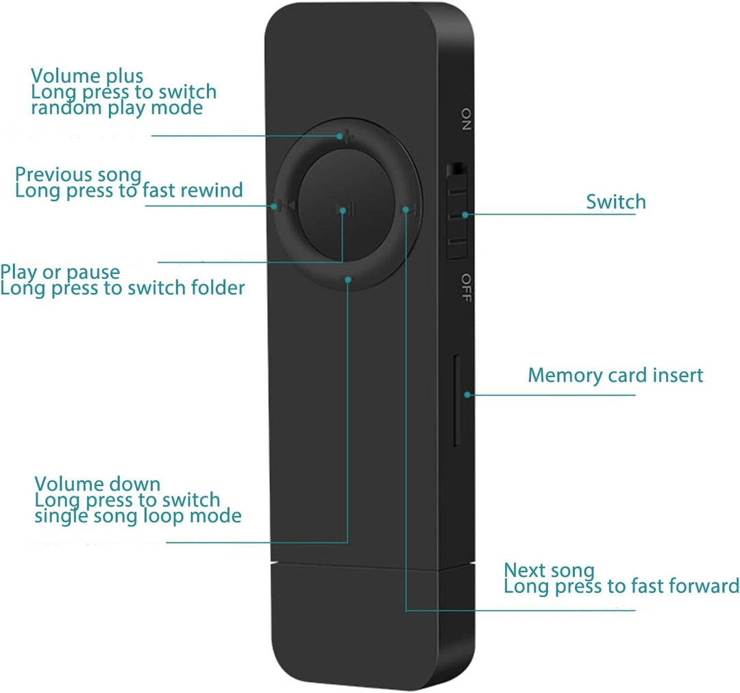 MP3-Player, U-Disk-Musikplayer mit 8 GB Speicher, 64 GB Erweiterbarer, Verlustfreier HiFi-Stereo-Aud