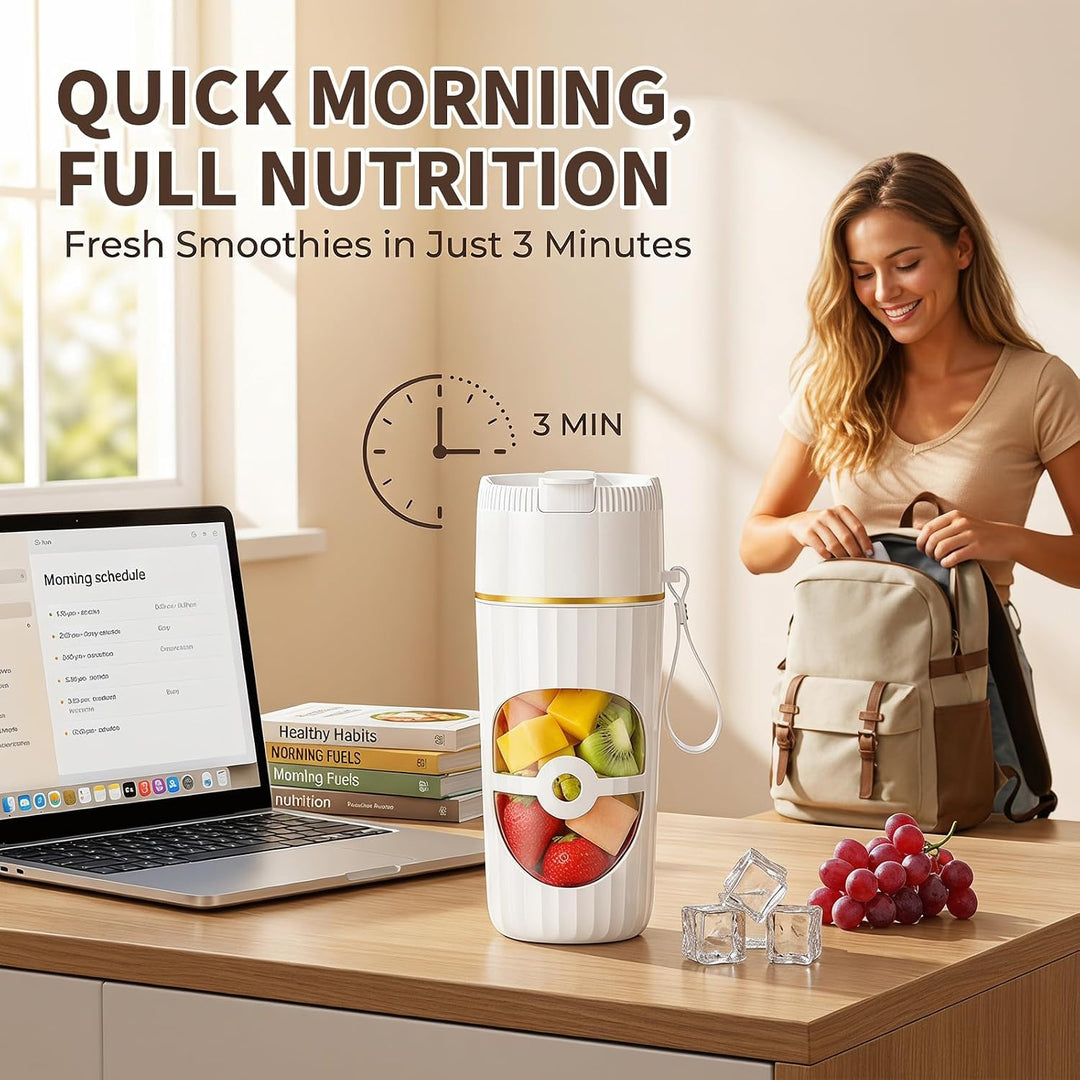 Tragbarer Mixer, 400ml Smoothie Maker to go, Portable Blender mit 10 Edelstahlklingen, USB wiederauf