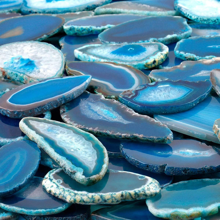 mookaitedecor 12 Stück Natürliche Geode Achat Scheiben, unregelmässige poliert Achat Edelsteine Name