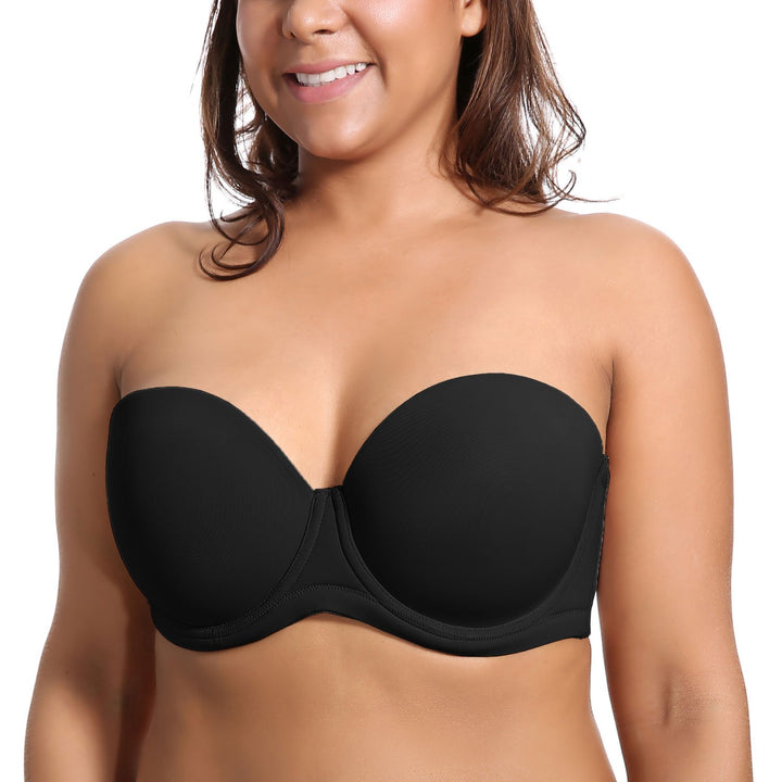 DELIMIRA Damen Trägerloser BH mit bügel Grosse Grössen Seamless Dirndl BH mit Geformte Cups 70C Schw