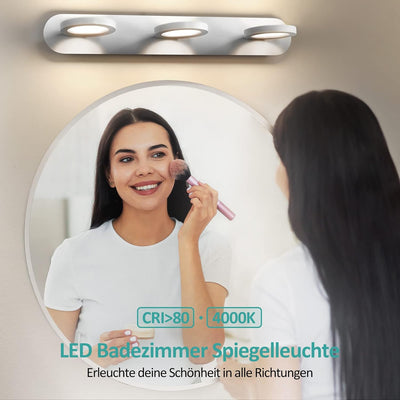 EMKE led Spiegelleuchte 50cm 3 Licht Spiegellampen 15W 975LM Spiegelleuchte bad, Warmweiss 4000K wan