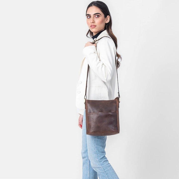 LEABAGS Leder Handtasche Damen I Premium Echtleder Umhängetasche I Schultertasche I Damentasche I Tr