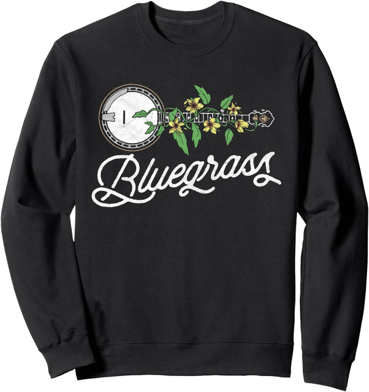 Bluegrass Typography - Banjo Vine & Vintage Flowers Graphic Sweatshirt