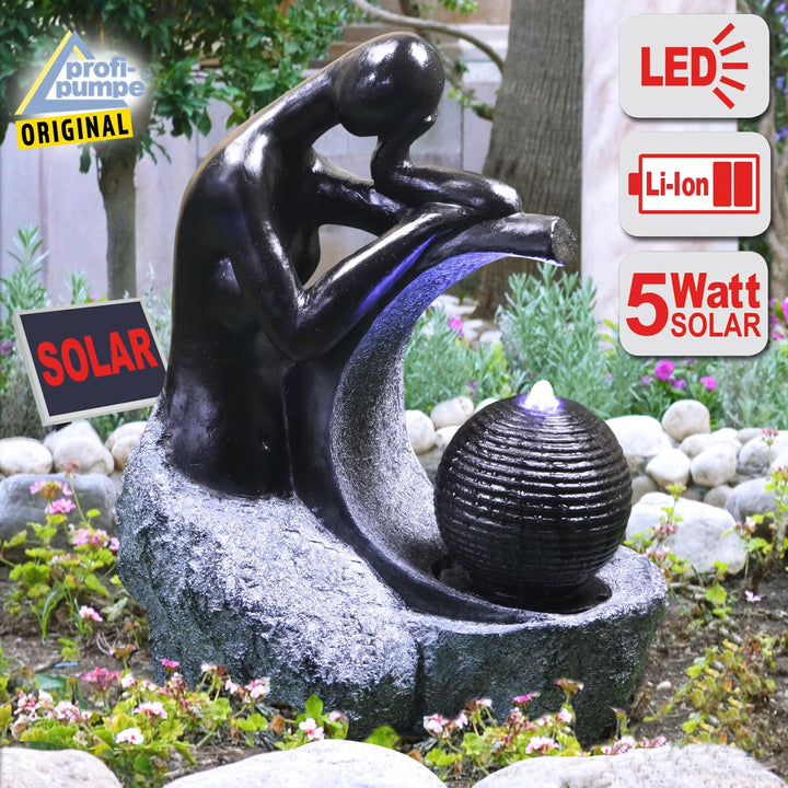 Solar Gartenbrunnen Brunnen Solarbrunnen Zierbrunnen Wasserfall Gartenleuchte Teichpumpe für Terrass