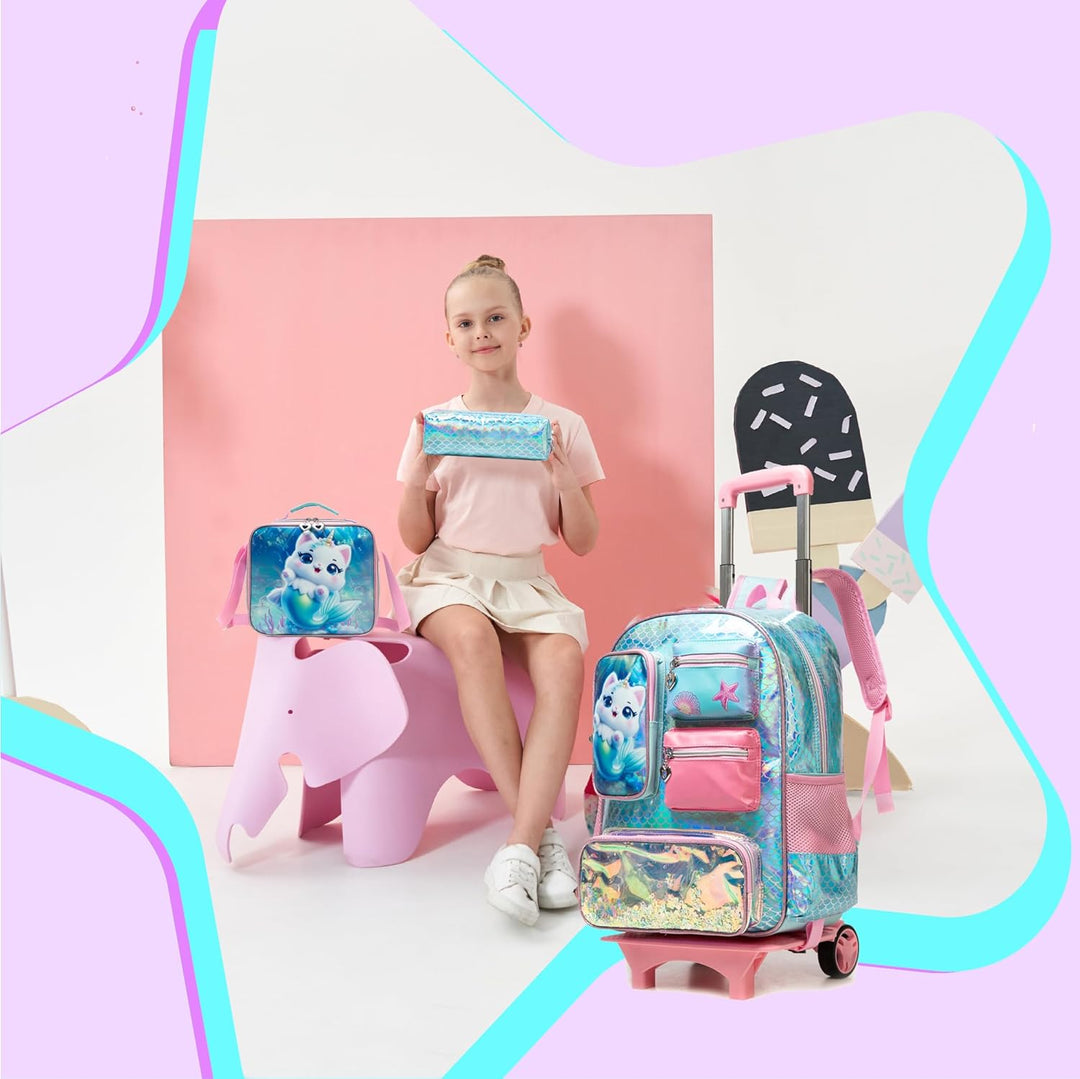 HTgroce Schulranzen Trolley Mädchen Kindertrolley Niedlich Rucksack Kinderkoffer Rucksack School Tro