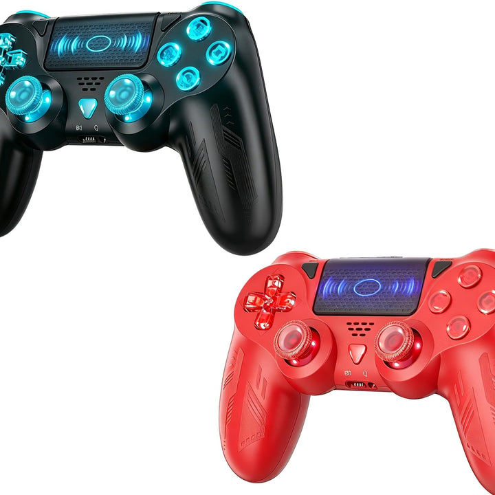 Bonacell 2 Pack Wireless Controller für PS4/Pro/Slim/PC, mit RGB Lighting, Turbo, Dual Vibration, 6-
