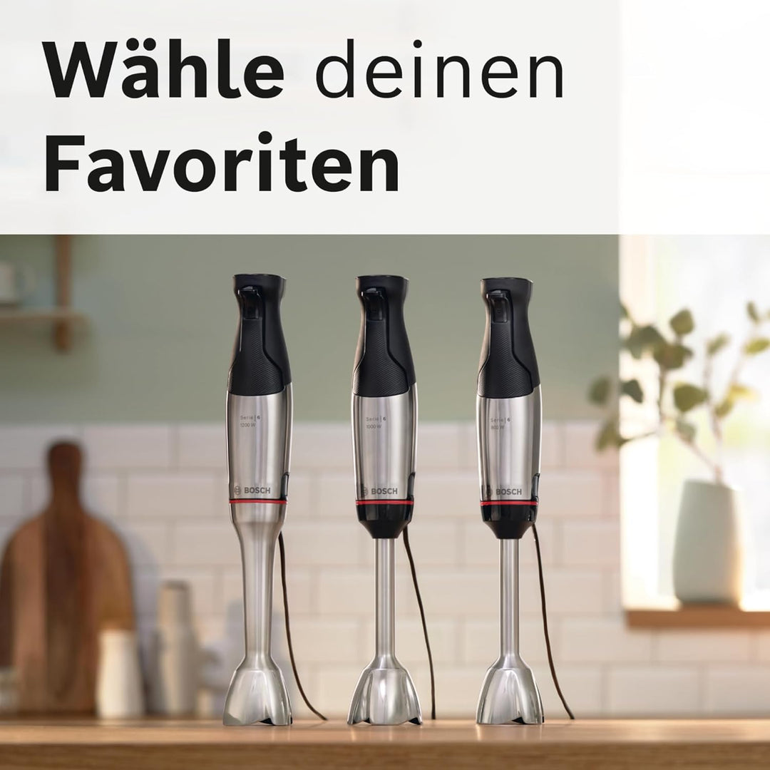 Bosch Stabmixer ErgoMaster Serie 6 MSM6M622, einhändig bedienbar, Edelstahl-Klingen, verschleissfrei