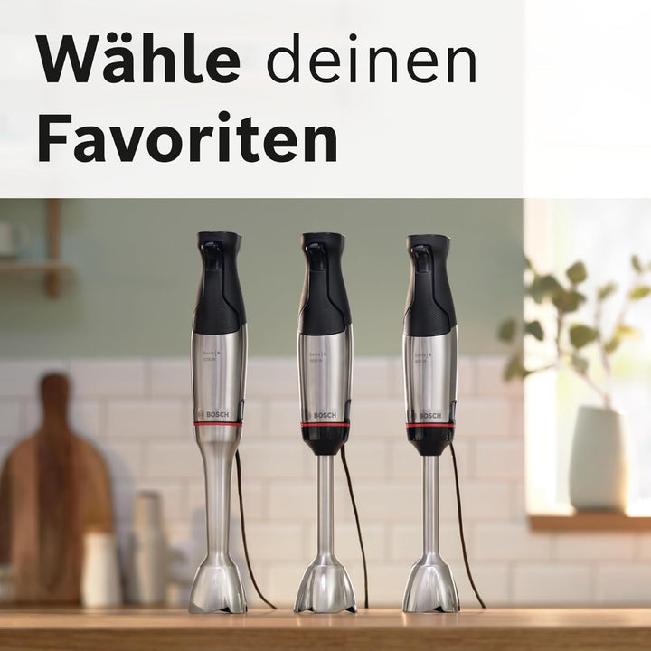 Bosch Stabmixer ErgoMaster Serie 6 MSM6M673, 10 Jahre Motorgarantie, Edelstahl-Klingen, verschleissf