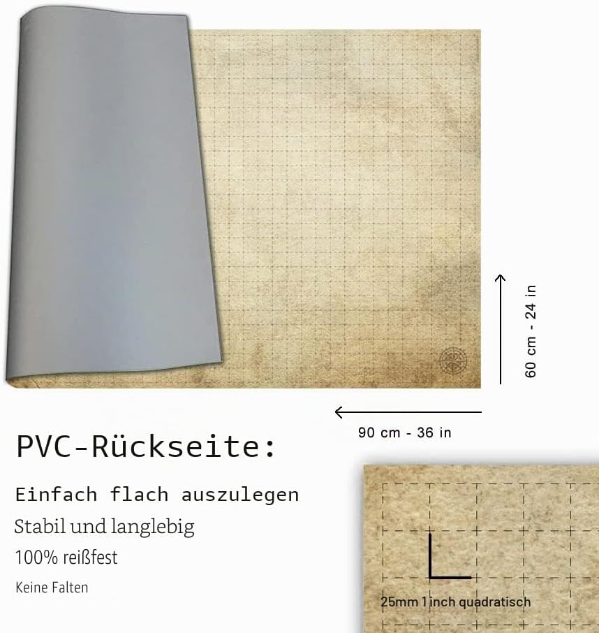 Dungeon Grid Game Mat | UNENTBHRLICHES Rollenspiele – Kriegsspiele - Brettspiele Accesorie | KOMPATI