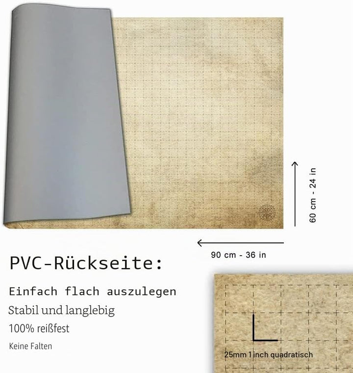 Dungeon Grid Game Mat | UNENTBHRLICHES Rollenspiele – Kriegsspiele - Brettspiele Accesorie | KOMPATI