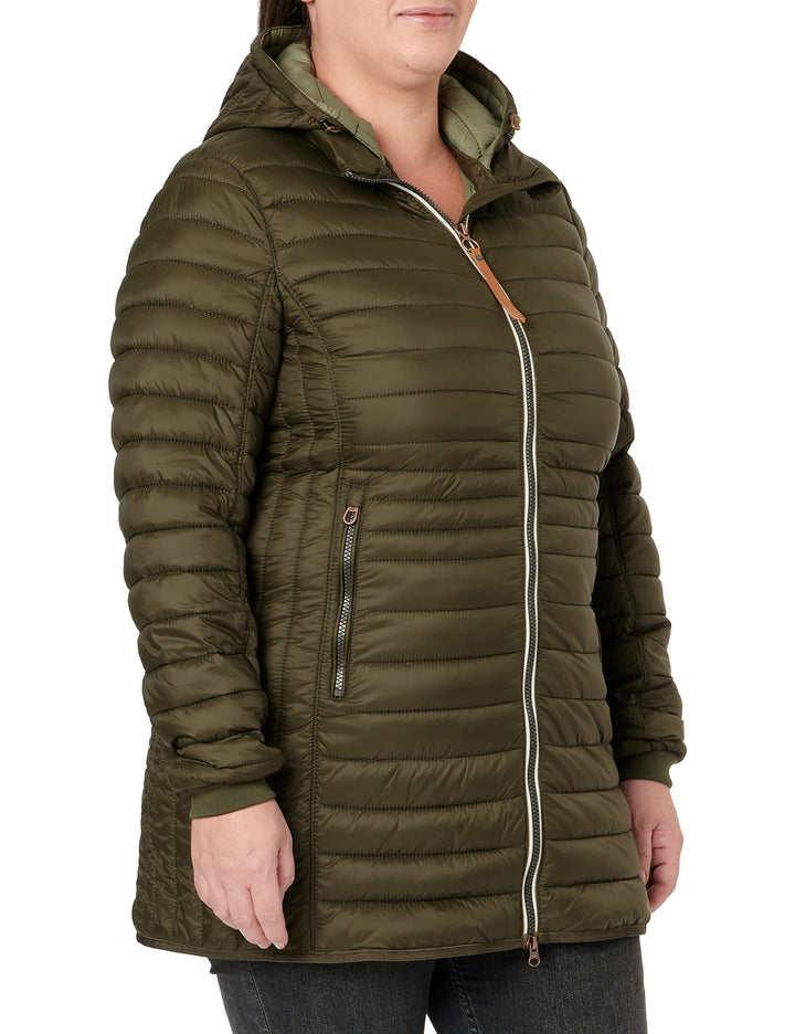 camel active Damen Leichter Wasserabweisende Steppmantel mit Abnehmbarer Kapuze Jacket 34 Khaki, 34