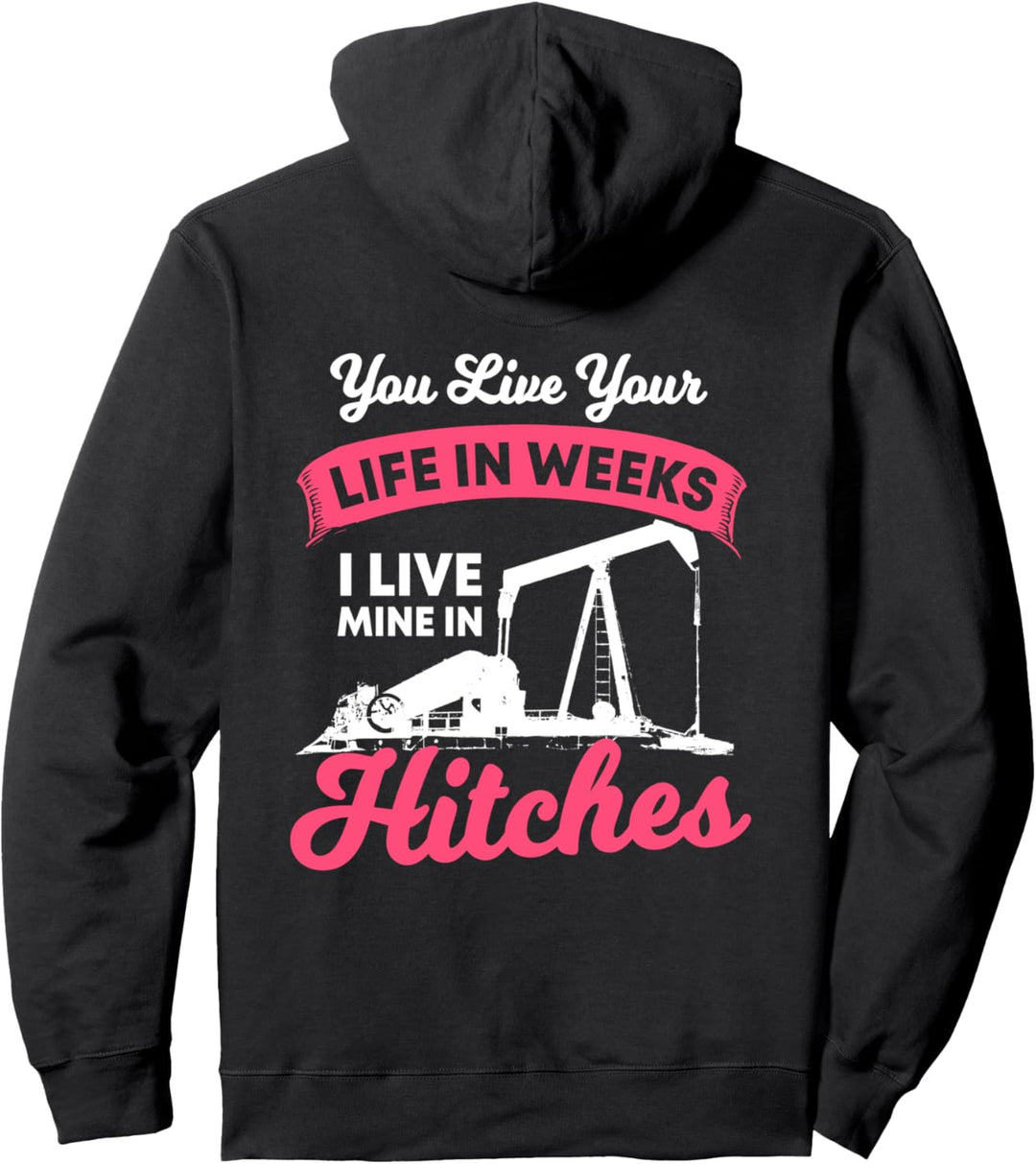 Oilfield Workers Gifts Oil Rig Oilfield Wife Design On Back Pullover Hoodie