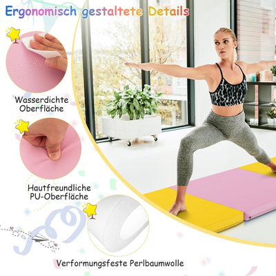 COSTWAY 180 x 60 x 5 cm Weichbodenmatte klappbar, Gymnastikmatte tragbar, Yogamatte wasserabweisend,