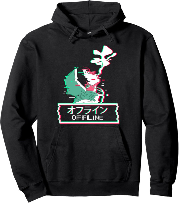 Smoking Anti-Social Anime Boy - Japanese Aesthetic Vaporwave Pullover Hoodie