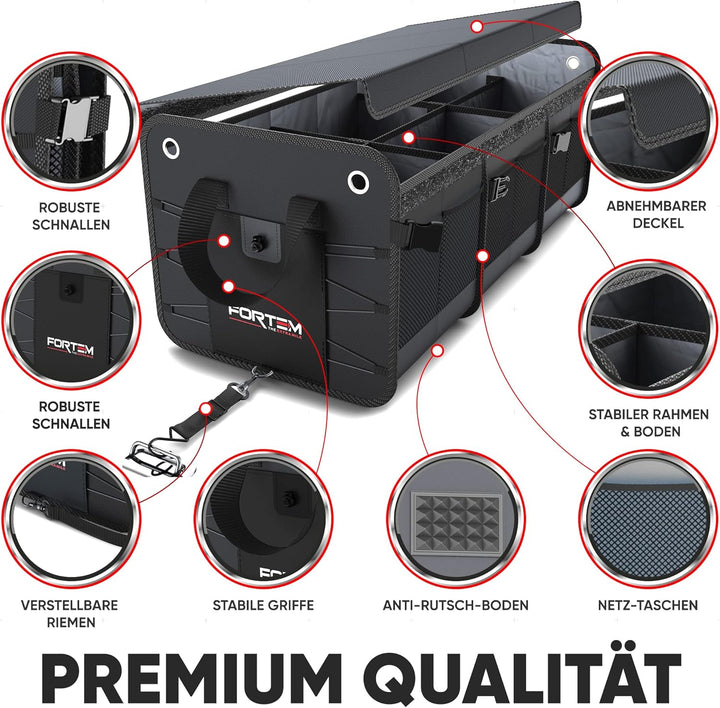 FORTEM Kofferraum Organizer, Kofferraumtasche, Zusammenklappbarer Auto Organizer Kofferraum mit Fäch