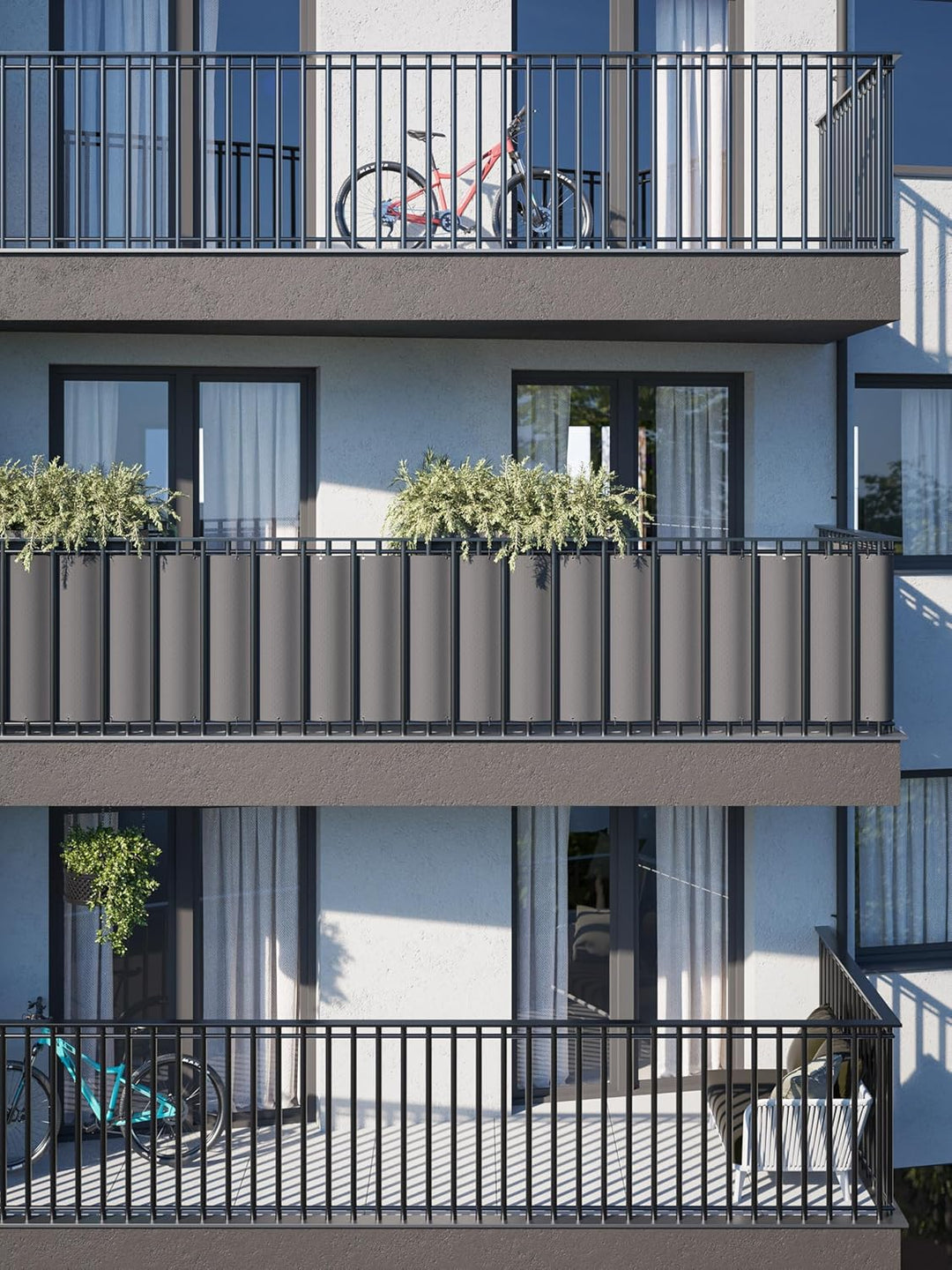 COVER IT Balkon Sichtschutz 85 x 300 cm – Balkonsichtschutz ohne Bohren mit Ösen für Balkon, Terrass
