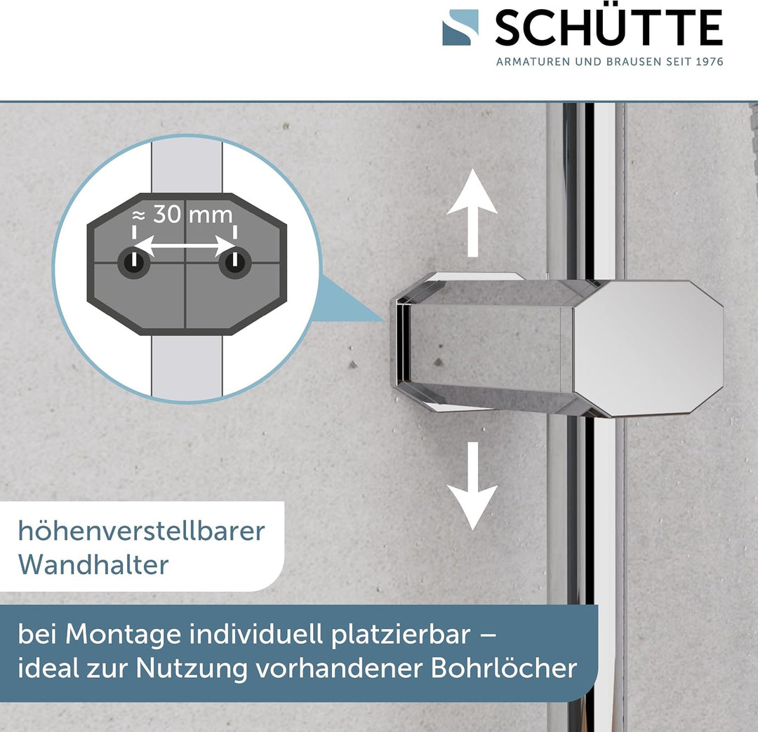 Schütte Tokyo Überkopfbrause-Set, Duschsystem ohne Armatur. Regendusche mit Schlauch, Duschsäule, Ch