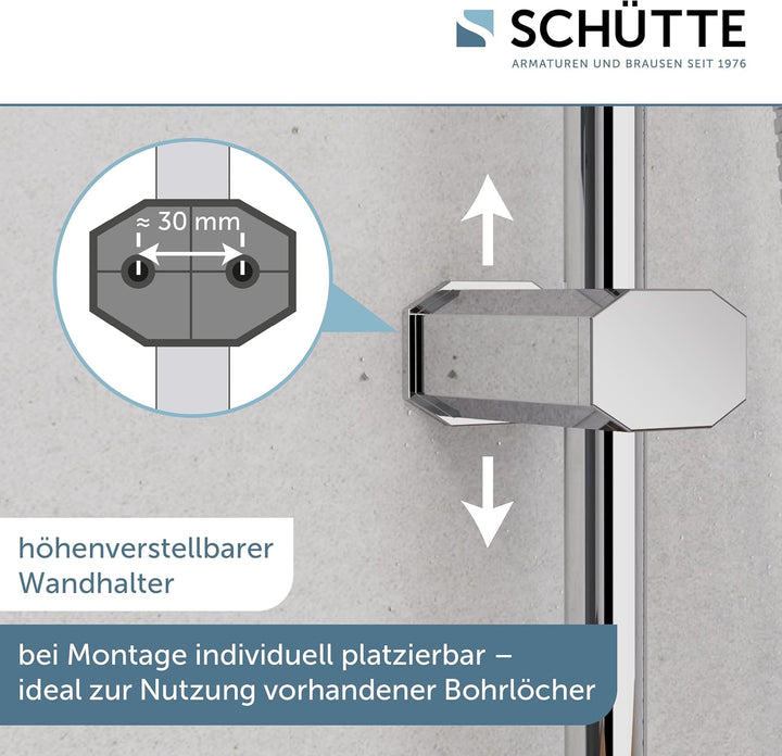 Schütte Tokyo Überkopfbrause-Set, Duschsystem ohne Armatur. Regendusche mit Schlauch, Duschsäule, Ch