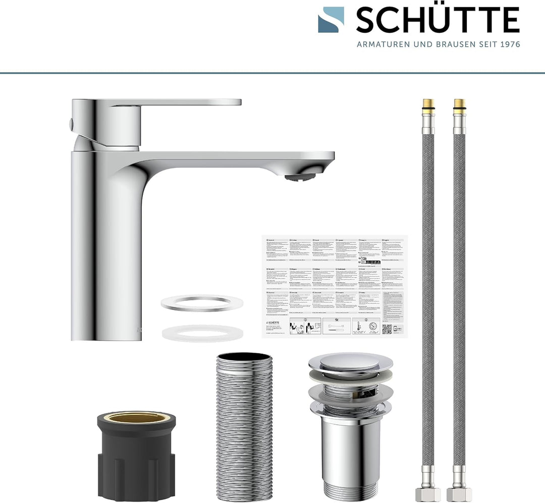 SCHÜTTE Waschtischarmatur MONTANA 32310, Wasserhahn Bad mit Ablaufgarnitur, Armatur Badezimmer, Einh