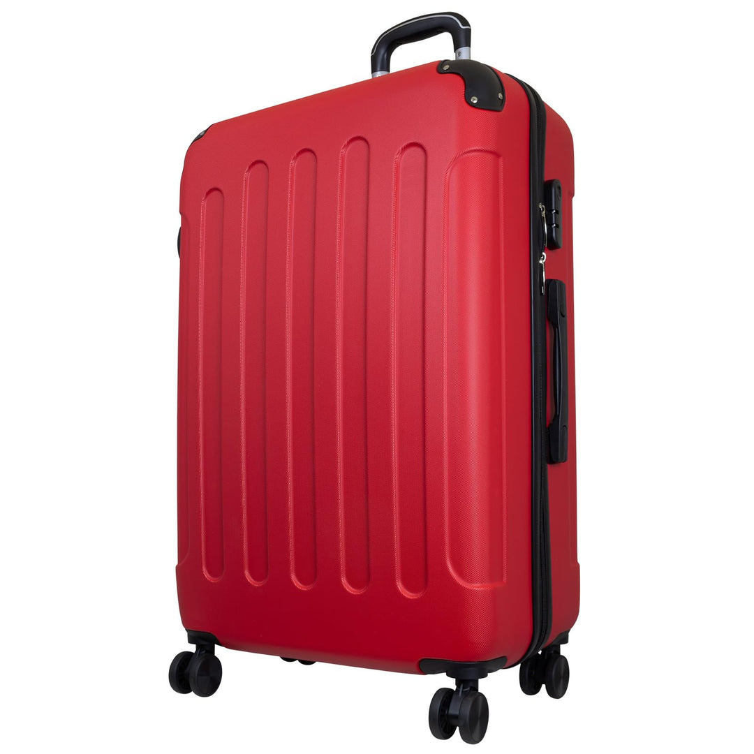 Trendyshop365 Reise-Koffer gross Hartschale Avalon 77 cm 87 Liter 4 Räder Zahlenschloss Rot Rot Reis
