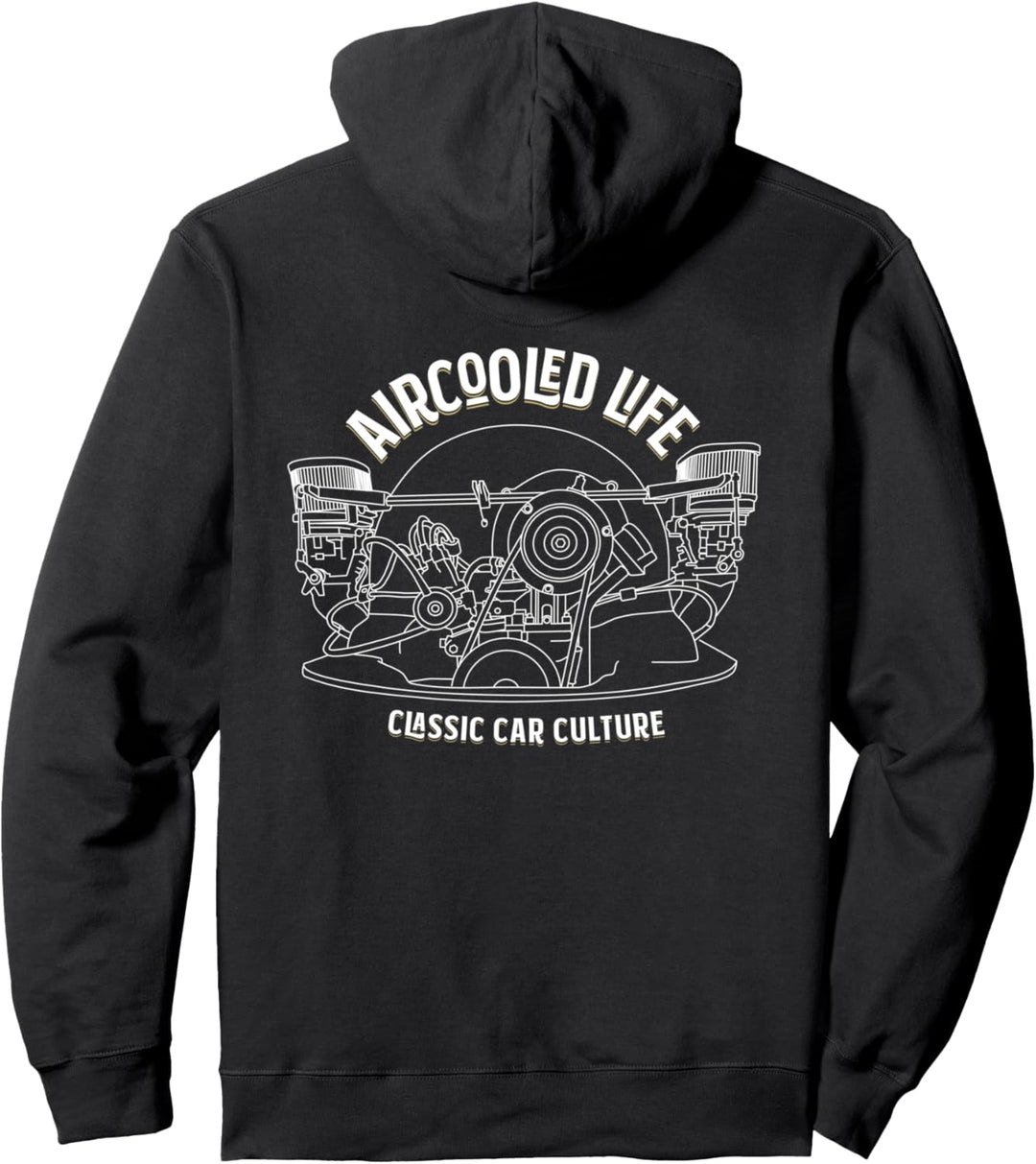 Luftgekühlte Lebensdauer Oldtimermotor vdub (Rückseite) Pullover Hoodie