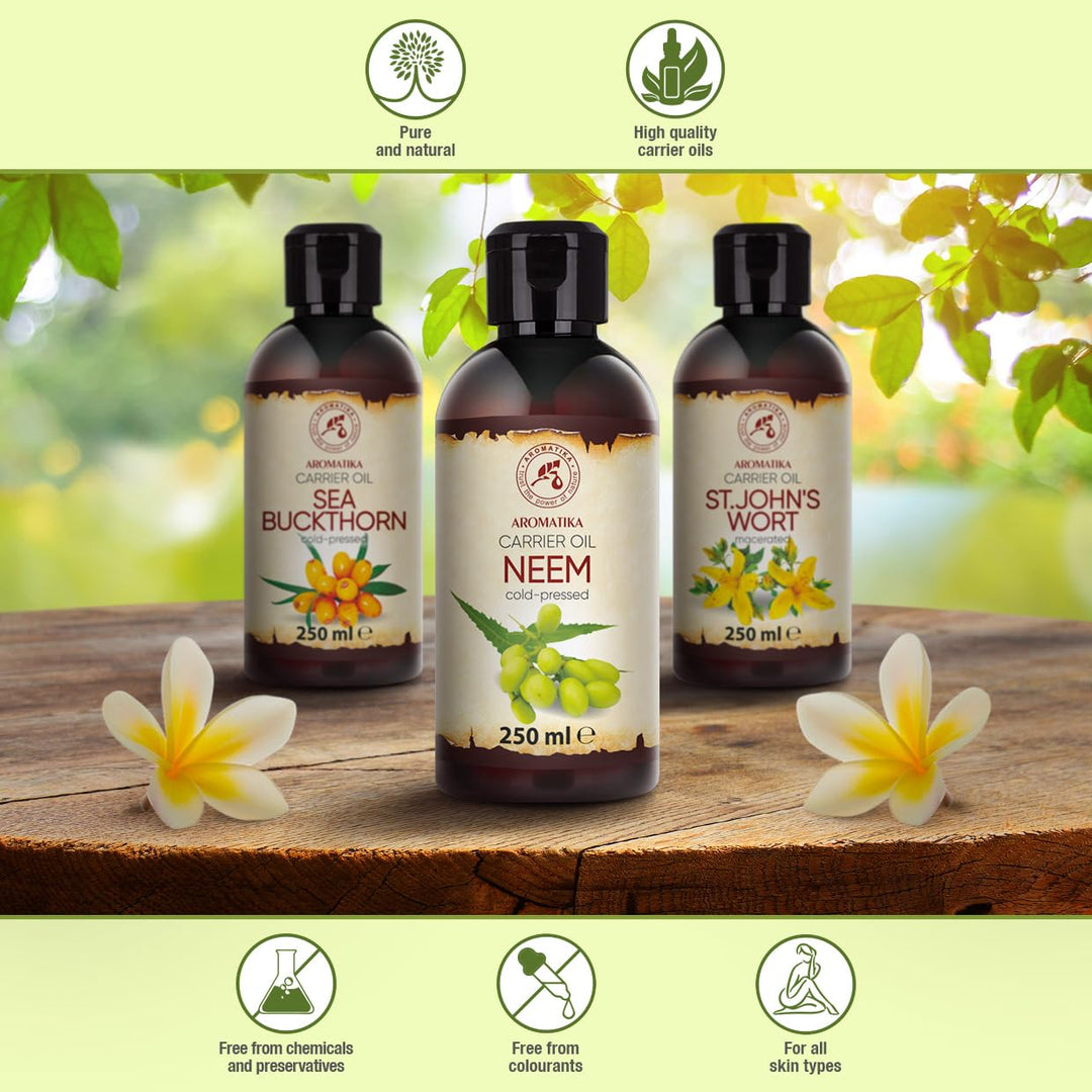Neemöl 250ml - Neem Öl - Azadirachta Seed Oil - Natürliches und Reines - Kaltgepresstes Reine Unraff