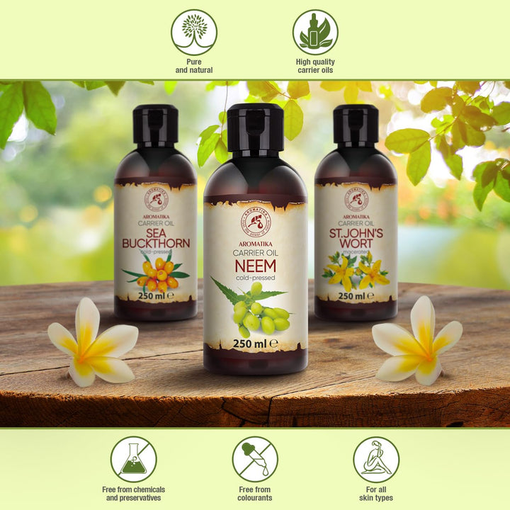 Neemöl 250ml - Neem Öl - Azadirachta Seed Oil - Natürliches und Reines - Kaltgepresstes Reine Unraff